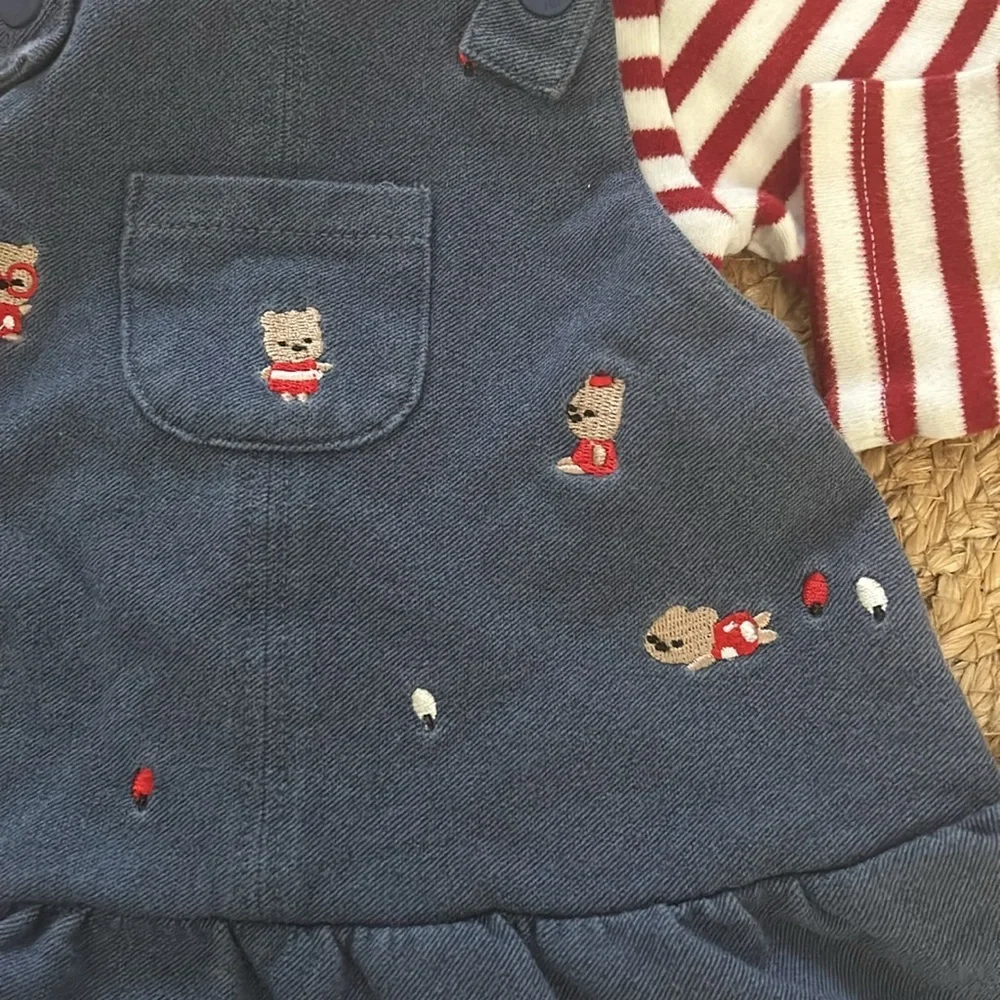 Mayoral Skirt Bodysuit embroidered bear. Size 12mo